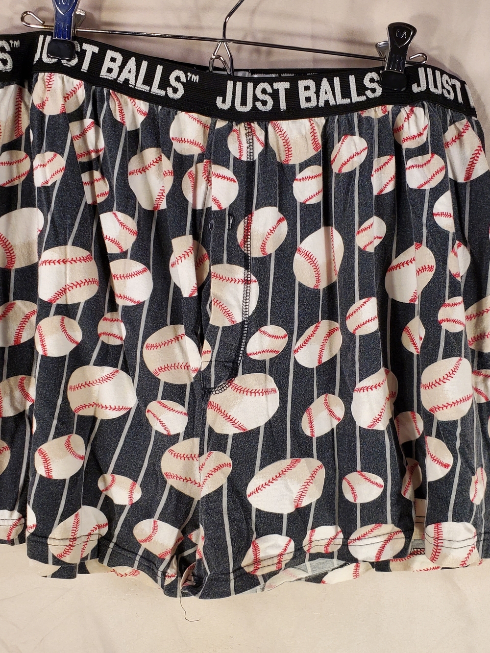 Ralph Marlin Navy Boxers with White & Red Baseball Print - XL